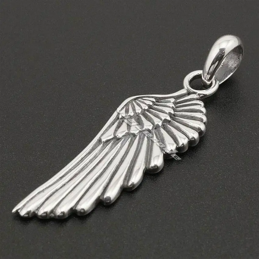 LINSION подвеска в виде ангела птицы крыла пера искусственное серебро 8A011|sterling silver