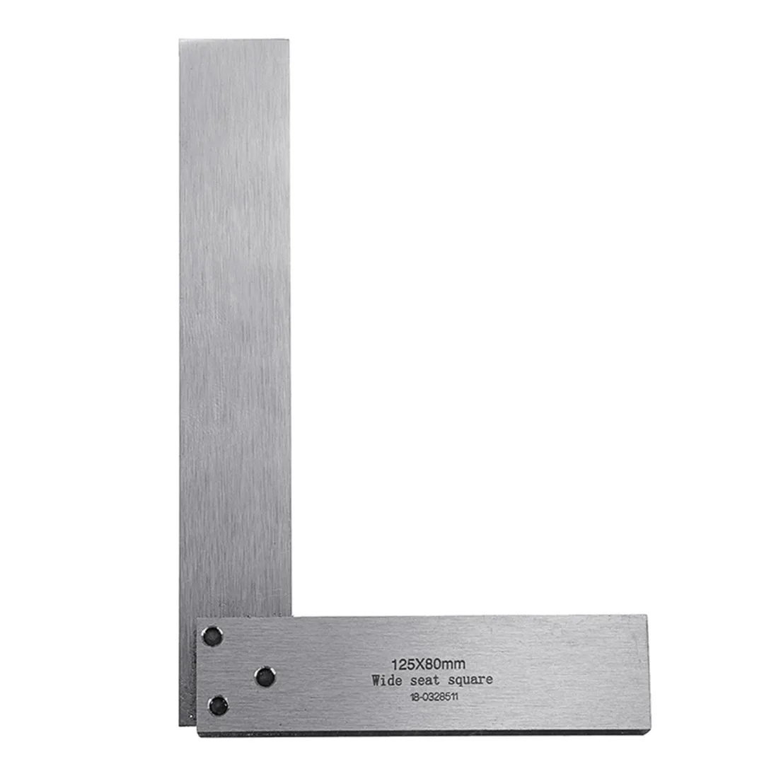 125X80mm Точная 90 градусов прямоугольная линейка машинист инженер квадратная линейка закаленная сталь измерительные инструменты для измерения правильного угла - Цвет: 125X80mm