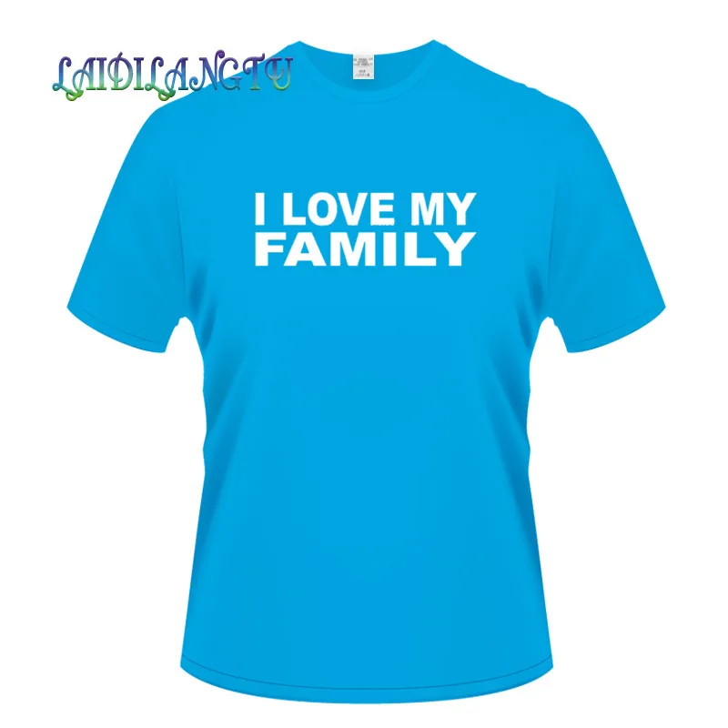 Футболка мужская с принтом I love my family хлопковая Повседневная рубашка коротким