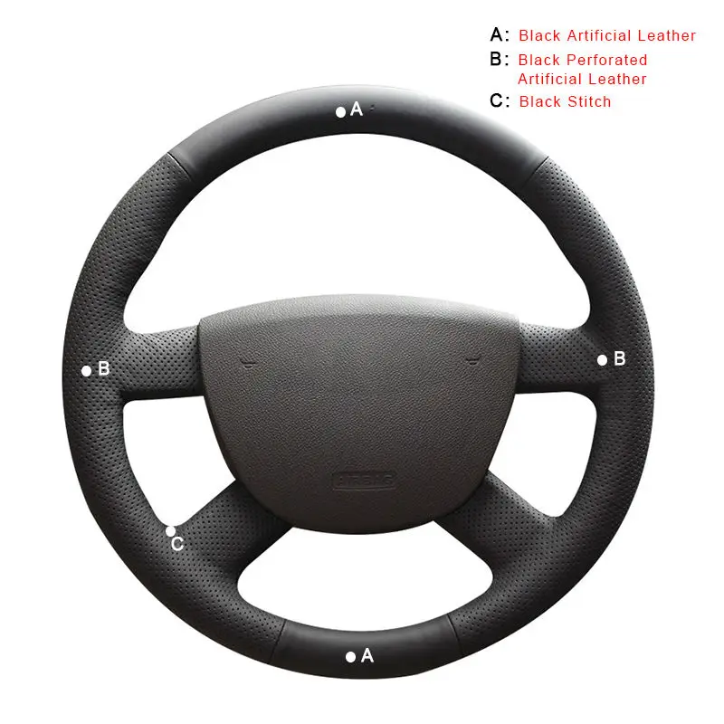 Artificial Leather Автомобильная оплетка на руль для Ford Focus 2 2005-2011 для Ford Kuga 2008-2011 C-MAX 2007-2010 кожаные чехлы для руля - Название цвета: Artificial Leather