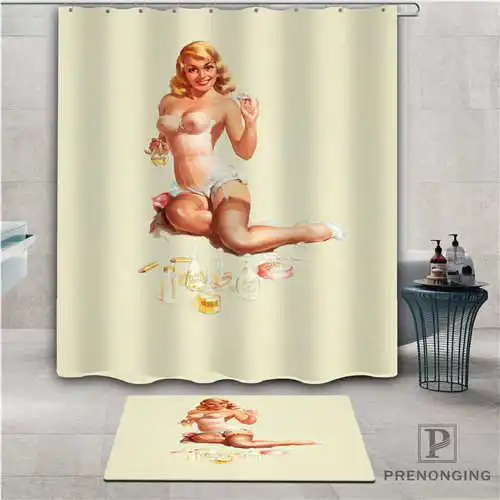 Shower Curtain Пользовательские pin-up девушки(1) водонепроницаемый занавеска для душа коврик для дома ванной комнаты полиэфирная ткань разные размеры#-01-12-264 - Цвет: Shower Curtain