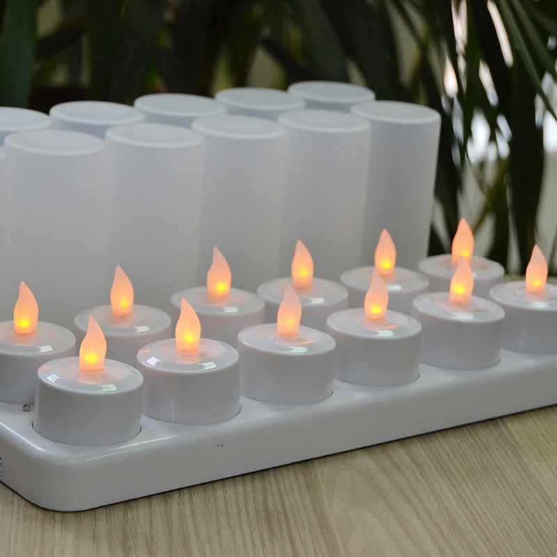 12Pcs/set Rechargeable Flameless Tea Light Candle Warm Yellow Fliker Tealight Lamp Effect for Home Christmas Decor | Дом и сад