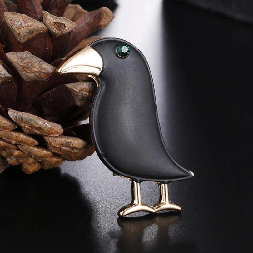Black Crow Brooch Enamel Bird Corsage Men Women Kids Suit Dress Hats Collar Pins Animal Scarf Buckles Accessories XZ400 | Украшения и