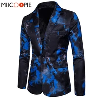 brand male suit blazer single button ink print mens blazer jacket chinese style flame printing vintage suits luxury formal dress