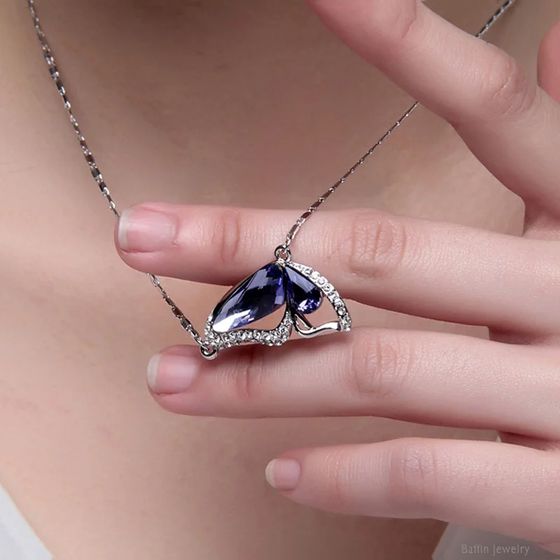 Baffin милая подвеска в виде бабочки ожерелье кристаллы от Swarovski Серебряная цветная