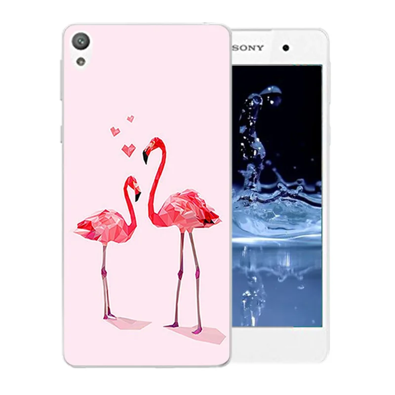 Рисунок Фламинго Мягкий силиконовый чехол с бантом для sony Xperia E5 E 5 F3311 F3313 ТПУ