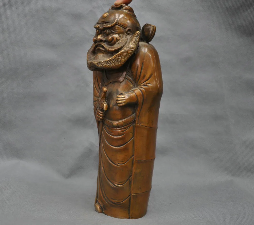 14 &quotКитайская мифология Изгоняющий Чжун Куй забой дьявол бронзовая статуя|china