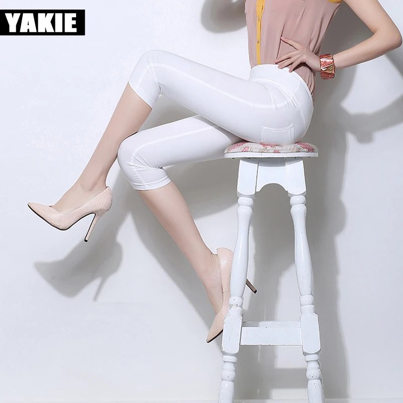 2017 Летние Стильные женские брюки Капри облегающие карамельных цветов хлопковые