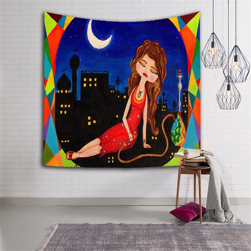 Новинка Лидер продаж цифровая печать гобелен индийский Стиль полиэстер покрытия