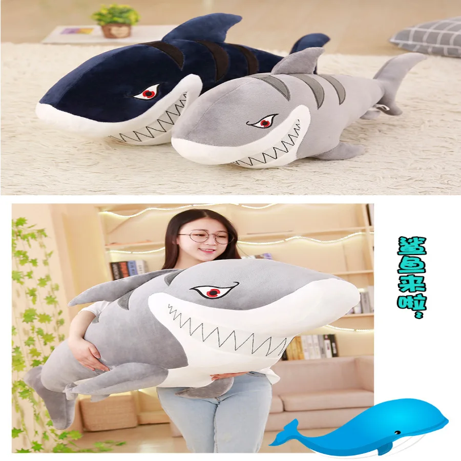 Горячая продажа большая акула плюшевая игрушка синяя кукла-Акула Подушка
