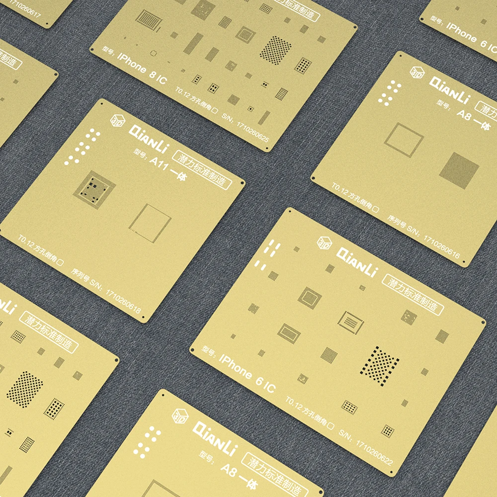 QIANLI IOS Золотой 3D BGA трафарет для iPhone 6 6Plus 6S 7 7P 8P Nand Baseband IC cpu ram A8 A9 A10 A11 Reball стальная сетка жестяная сетка