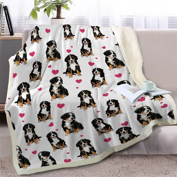 BlessLiving French Bulldog Sherpa Blanket for Beds Cartoon Dog Soft Throw Blanket Animal Puppy Bedspreads Heart Bedding Dropship 3