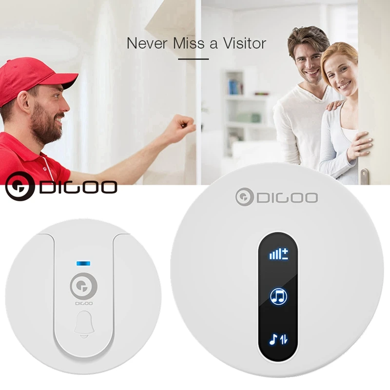 DIGOO DG-SD10 передатчик автономный Водонепроницаемый дверной звонок с европейской вилкой уникальная раздвижная КНОПКА 58 мелодий 4 уровня громкости дверной Звонок