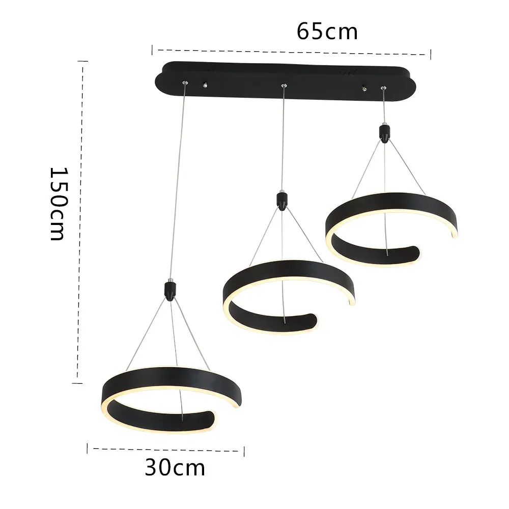 Modern Led Pendant Lights Remote-Controlled Lighting Kitchen Black Dining Room Bar Living Home Decoration Creative | Лампы и освещение