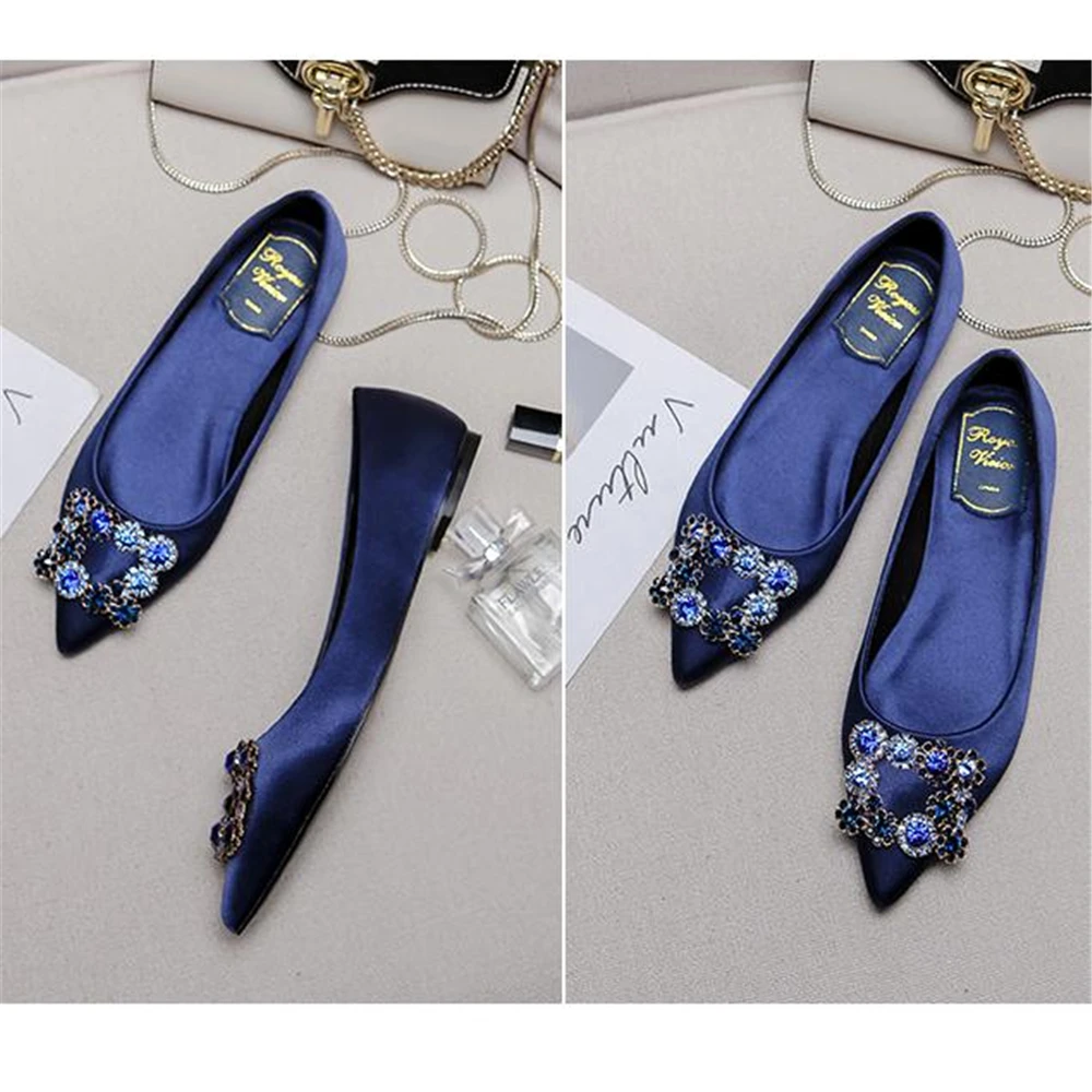 Новинка 2018 женские туфли в европейском стиле с острым носком на плоской подошве