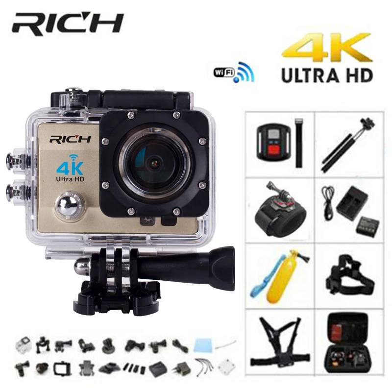 Богатая Q5H pro Экшн-камера Ultra HD 4 K WiFi Full 1080 P 60fps для дайвинга под водой go водонепроницаемая Спортивная экшн-камера на Шлем s