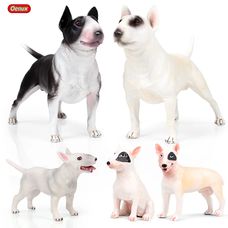 

Oenux 5PCS Lovely British Bull Terrier Family Action Figures Puppy Dog Animals Model Figurine PVC Collection Lifelike Kids Toy