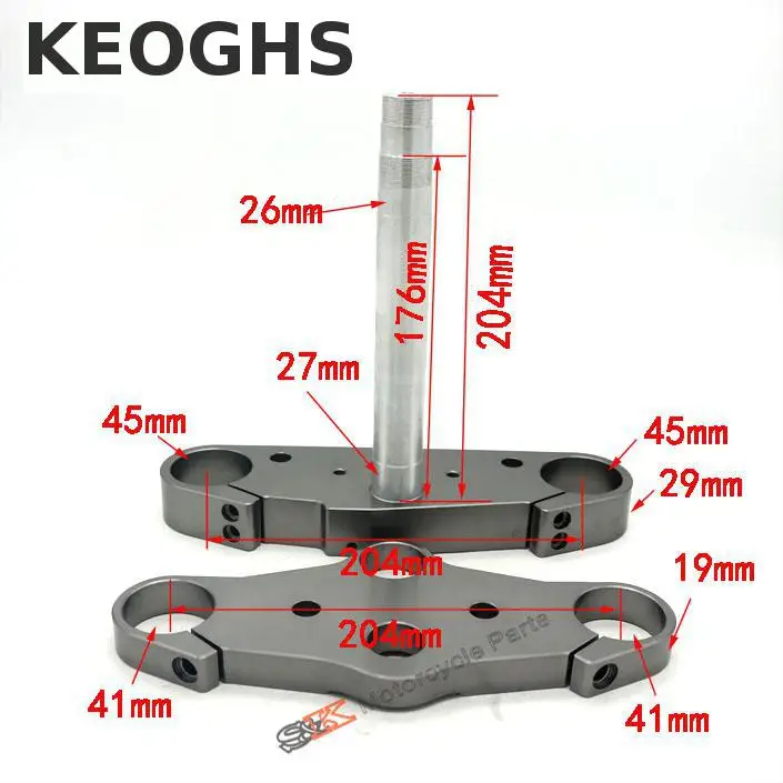 Keoghs мотоциклетные тройные деревья Cnc алюминиевая верхняя часть и зажим бутылки