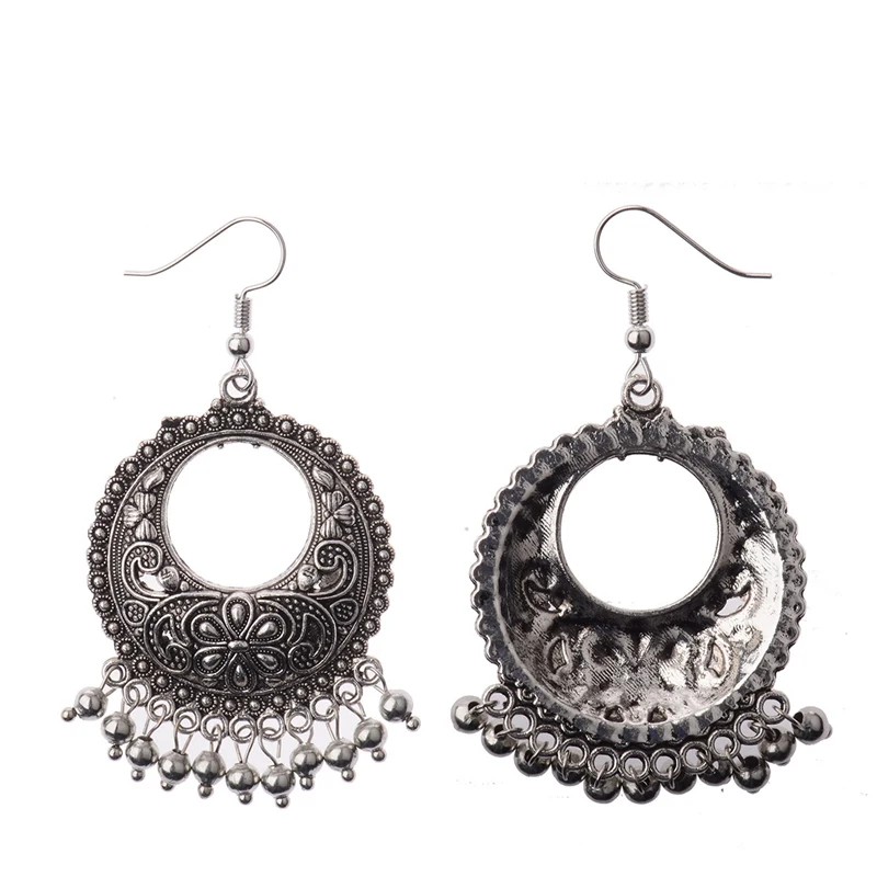 Ассиметричные Цветочные индийские серьги Jhumka с бахромой для женщин цыганские