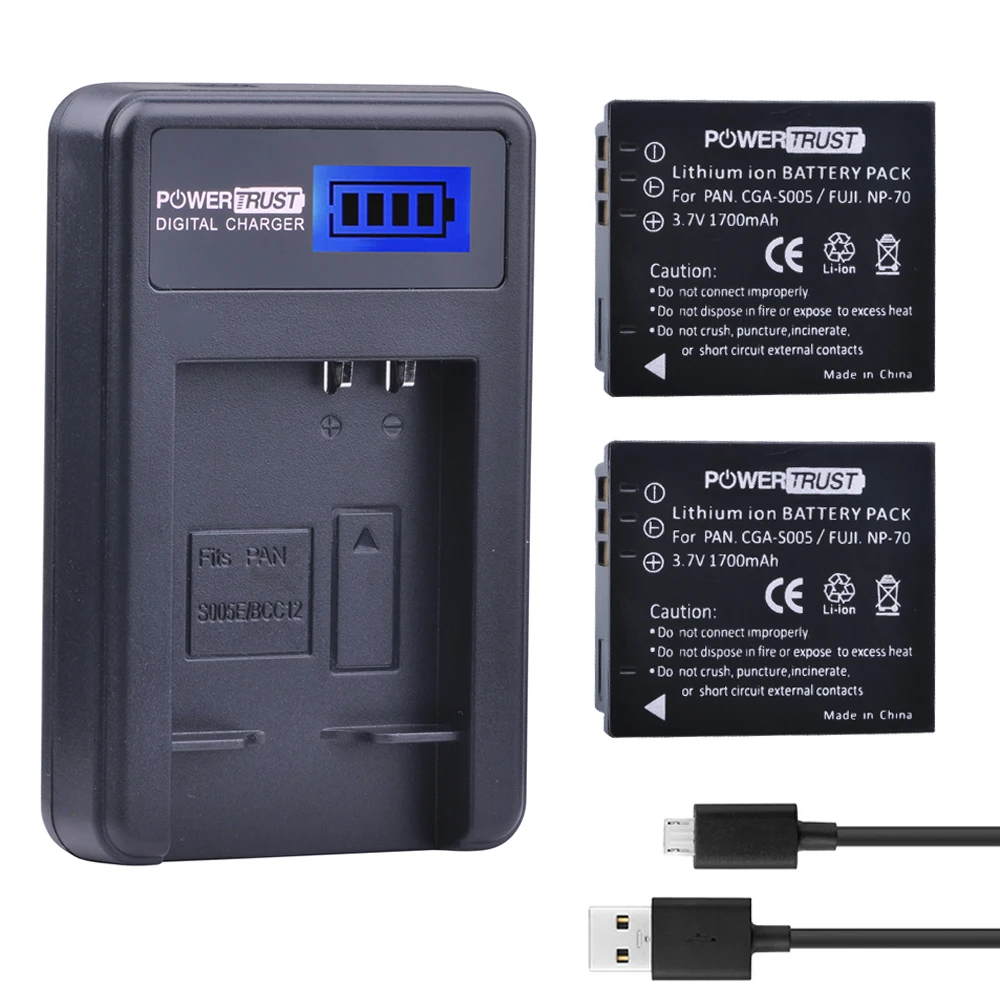 2 шт. 3 7 В 1700 мАч CGA-S005 CGA S005 CGAS005 батареи + ЖК-USB зарядное устройство для PANASONIC DMW-BCC12 FX9