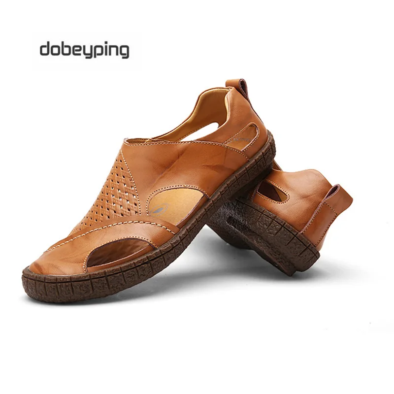 Новый Летний Натуральная Кожа Коровьей Скольжения На Сандалии Для Мужчин мода