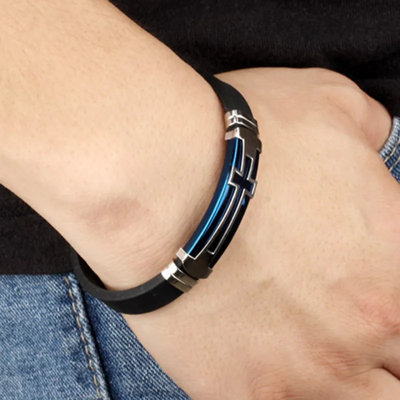 Мужские браслеты с большим крестом Mostyle Новые Модные Винтажные из силикона и