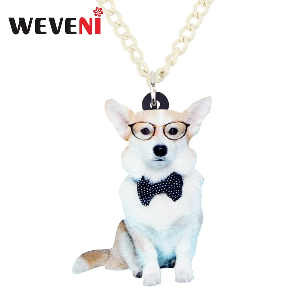 WEVENI акриловые очки Welsh Corgi Pembroke Подвеска для ожерелья собак цепь ожерелье
