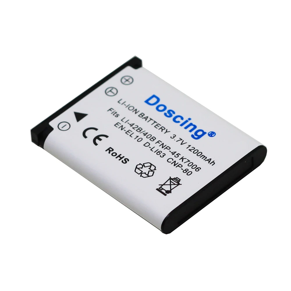 Doscing 2p 3 7 V 1200mAh Li 42B EN EL10 FNP 45 D Li63 CNP 80 LI 40B Аккумулятор для Nikon OLYMPUS FUJ|Цифровые