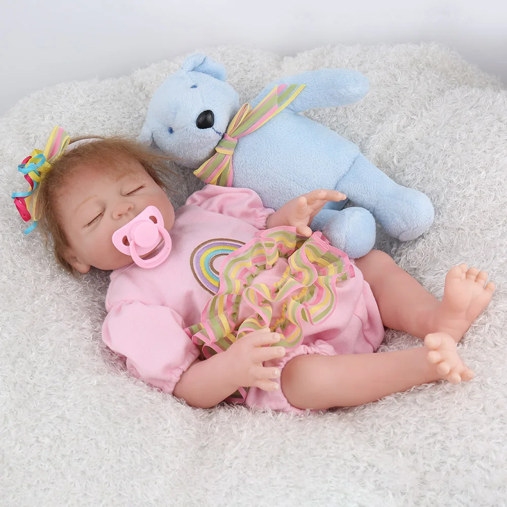 NPKDOLL Reborn Baby lifelike для новорожденных девочек мягкий мохер закрытые глаза Спящая