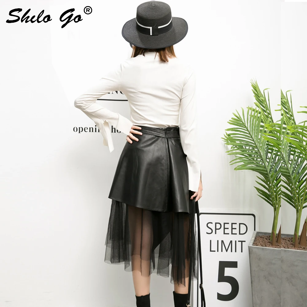 Юбка женская летняя из натуральной овчины ассиметричная с высокой