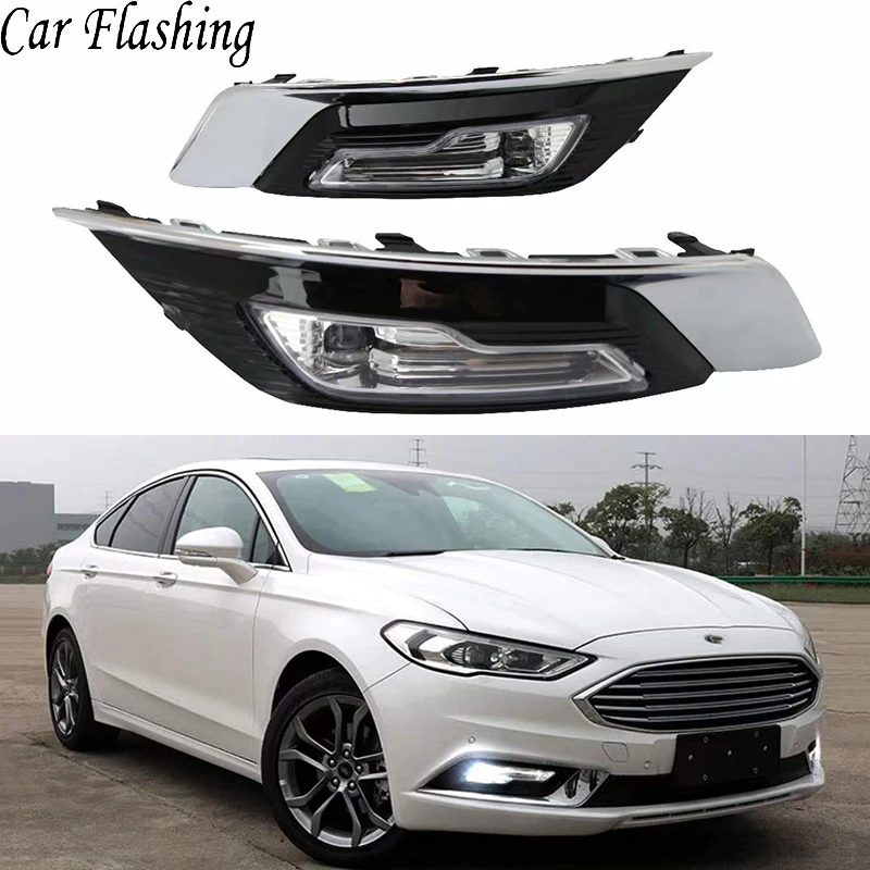 Автомобиль мигает 1 пара DRL для Ford Mondeo Fusion дневные ходовые огни противотуманная фара крышка белый дневной свет дальнего света