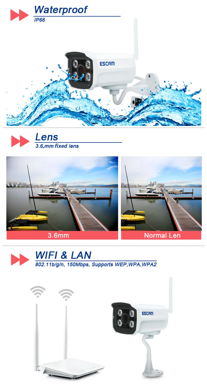 ESCAM QD900 HD 1080P 2MP wifi ip-камера сетевая инфракрасная пуля IP66 уличная Водонепроницаемая Onvif Беспроводная CCTV камера наблюдения s