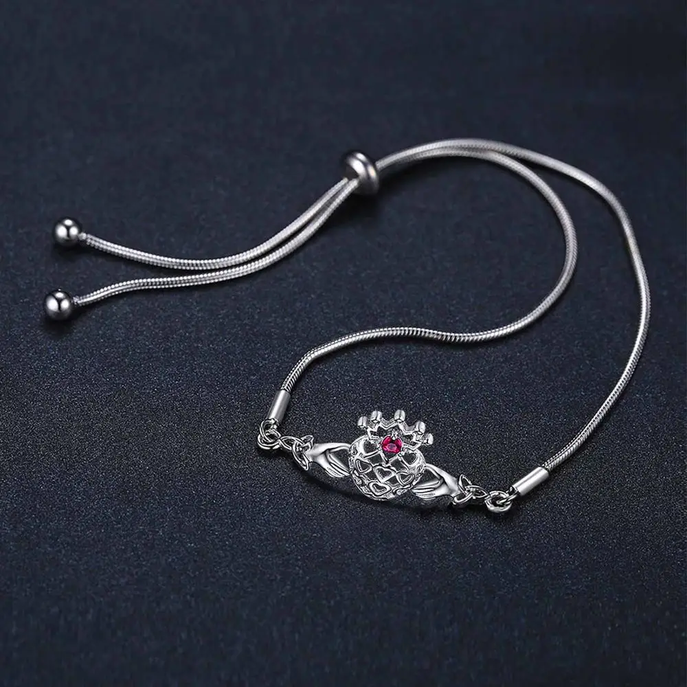 Женские рубиновые браслеты Celtic Claddagh из стерлингового серебра 925 пробы