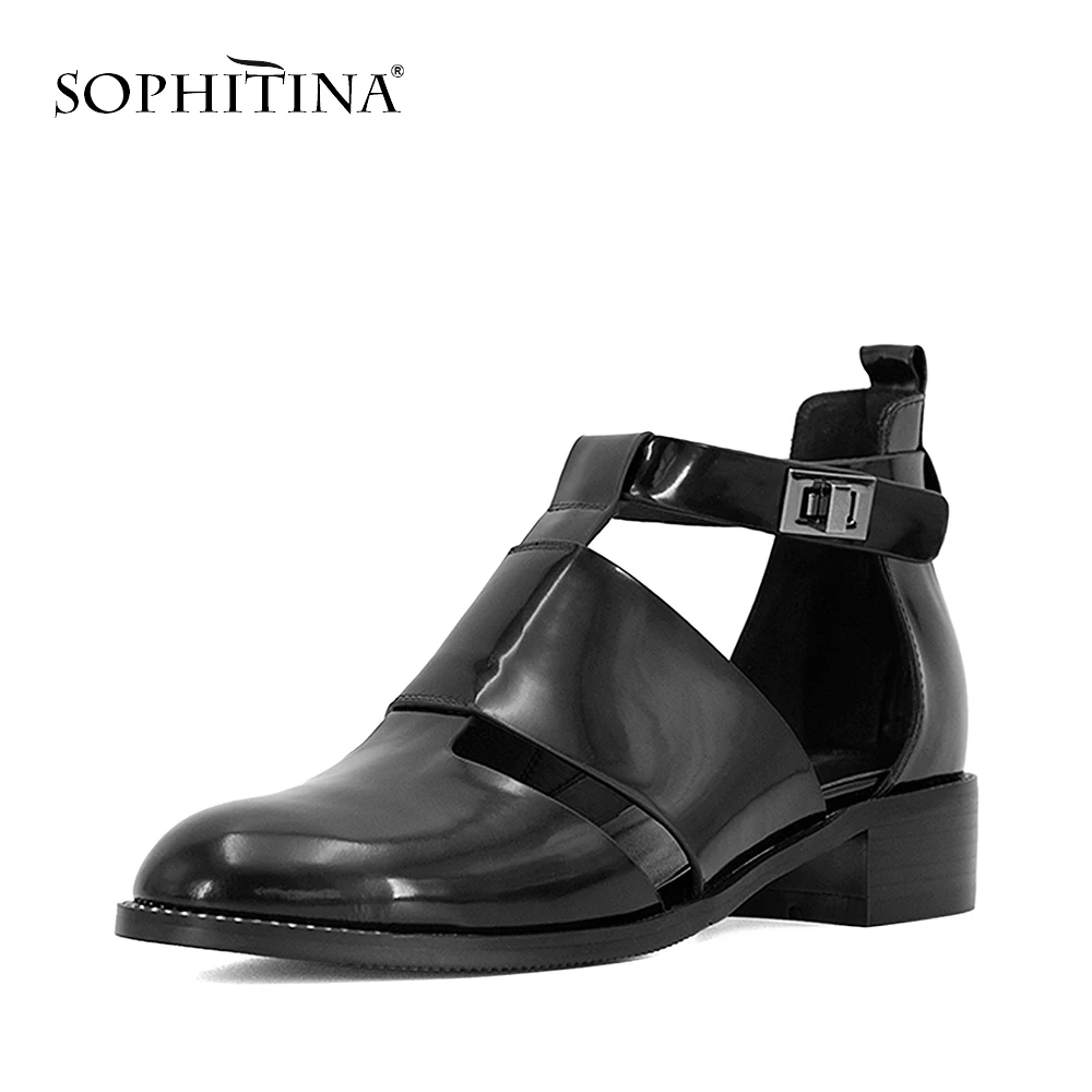 SOPHITINA/Хит продажи 2019г. Летняя обувь выполнена из натуральной кожи, подкадка из свиной кожи. Женские босоножки с закрытым округленным носком и пяткой на низском и толстом каблуке. Верх обуви сделан из ремешков.s21