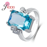 best quality women wedding finger rings 925 sterling silver jewelry radiant lake blue cz women engagement bague