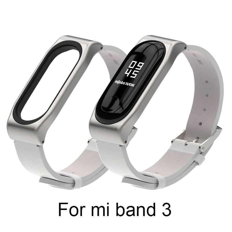 Mijobs Leather Strap For Xiaomi Mi Band 3 Wrist Straps Screwless Bracelet miband3 Smart Replace Accessories | Электроника