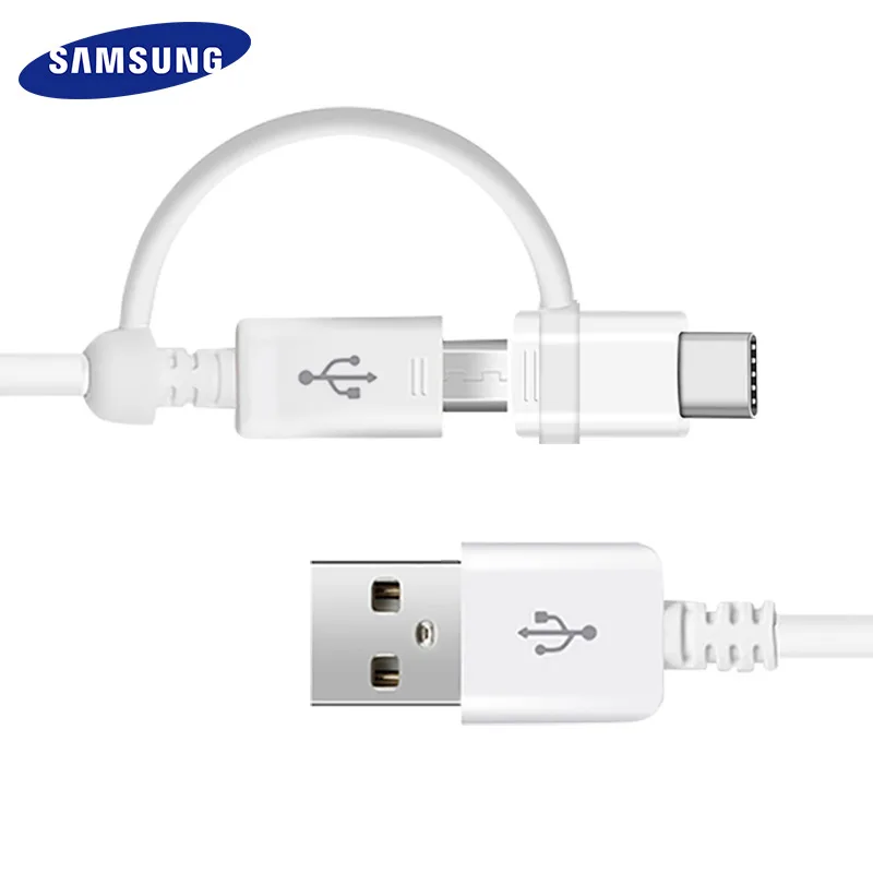 Кабель Samsung 2 в 1 Micro USB Type-C S10 S9 S8 plus Note10 Note9 Note8 Note5 Note4 C9 C7 C5 Pro S7 S6 Edge S4 Note2 J7 A9 |