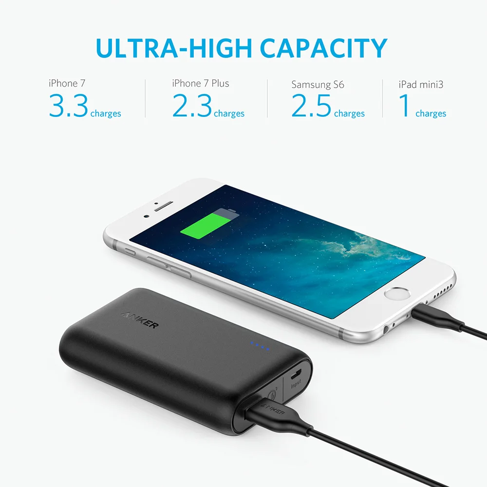 Anker power Core speed 10000 QC IQ Qualcomm Quick Charge 3 0 портативное зарядное устройство 10000mAh Bank для iPhone