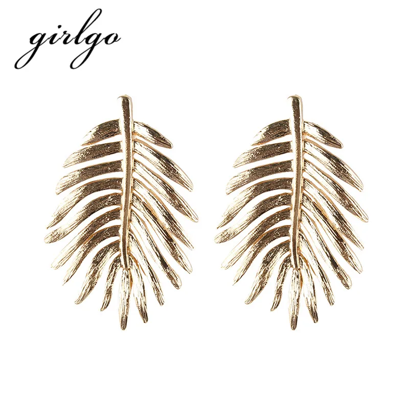 Girlgo New ZA/Золотые листья серьги капли Mujer ювелирных длинные висячие для женщин с
