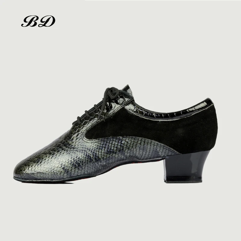 BD DANCE SHOES Latin Shoes Ballroom MEN Shoe Modern Imported Patent Leather Serpentine Matte Leather 4.5 cm Elastic Heel 445 HOT