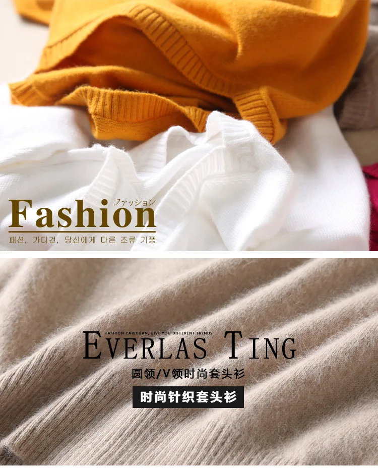 

2019 Womens V-Neck Sweater Solid Colour Pullovers long sleeve tops for autumn