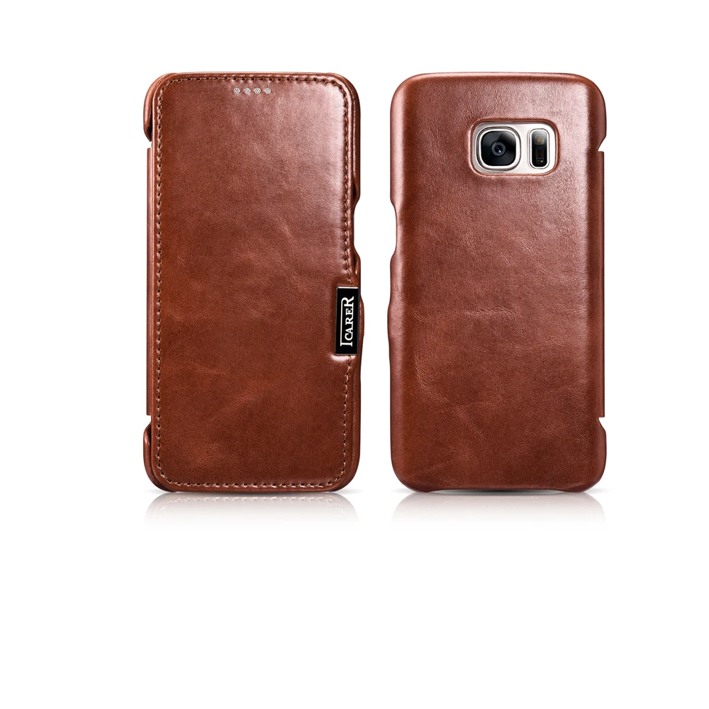 Icarer Чехол-книжка из натуральной кожи для SAMSUNG Galaxy S7(5,1 дюйма), винтажный Ретро-Чехол-книжка, Магнитный кожаный чехол, защитный чехол
