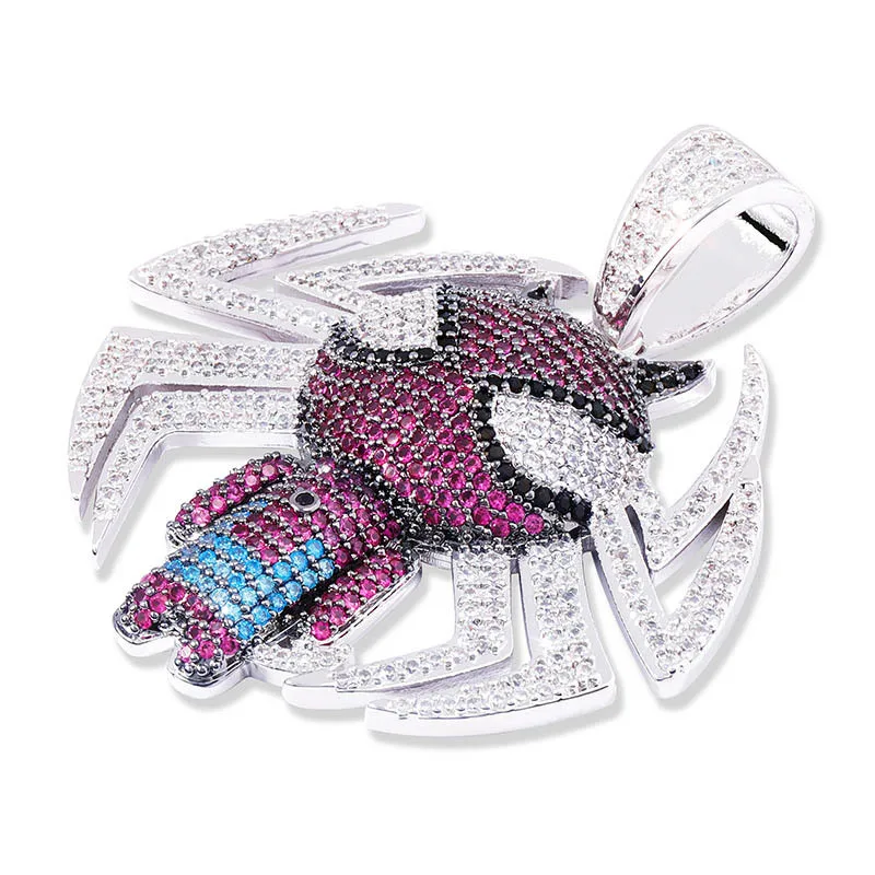 Bling Ice Out Мультфильм Человек паук Мужская подвеска Новое поступление Мода хип хоп