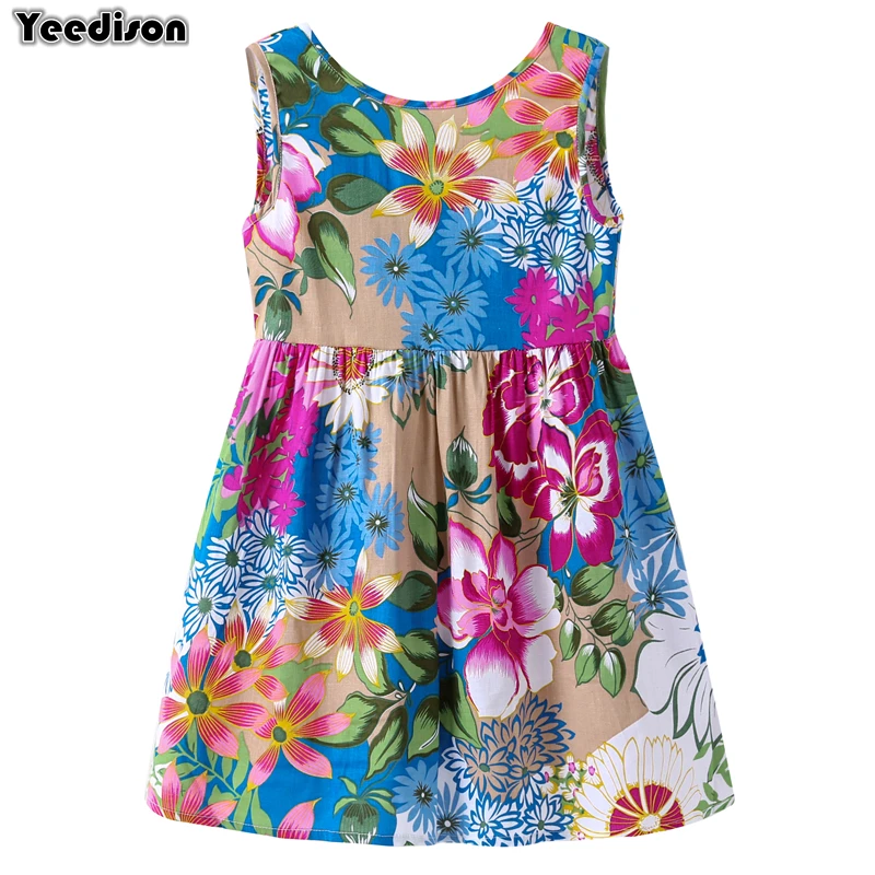 Yeedison Flower Baby Girls Dress Summer Casual Toddler Kids Vest Dresses For 2018 Beach Party Child Princess Costume | Детская одежда и