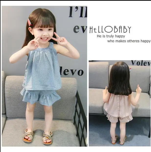 2018 летний корейский новый комплект для девочек модный детский жилет без бретелек