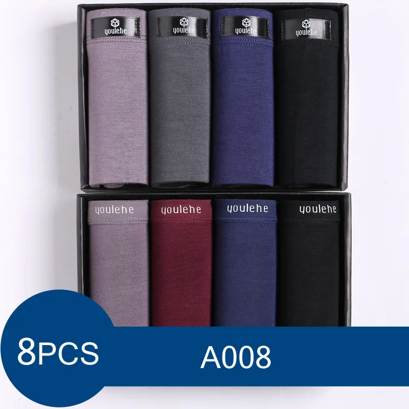 A008 box Youlehe, 8 шт., модное нижнее белье, боксеры для мужчин, s, боксеры, шорты, мягкие мужские трусы, дышащие сексуальные мужские трусы, Cuecas, Прямая поставка - Цвет: A008 box