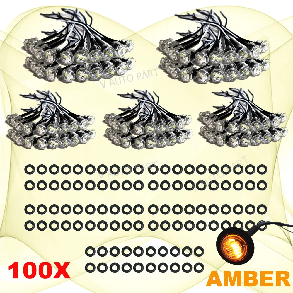 Tkeapl THTMH 100X Мини Янтарный 3/4 &quot0 75 дюймов Круглая Бортовая 3 Светодиодный Маркер