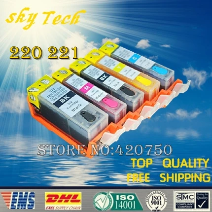 Картриджи с полными чернилами 5PK подходят для PGI220 CLI221 canon IP3600 IP4600 IP3680 MP540/MP620/MP630