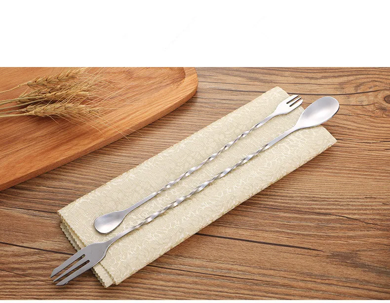 1 шт. чайные ложки с длинной ручкой из нержавеющей стали кофейные вилки для