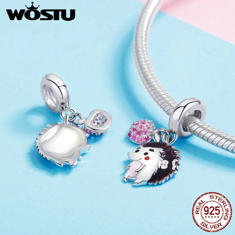 WOSTU, Настоящее серебро, 925 пробы, бисер ежика, подходит для браслета и ожерелья, кулон, вечерние, милые ювелирные изделия, подарки DXC1061